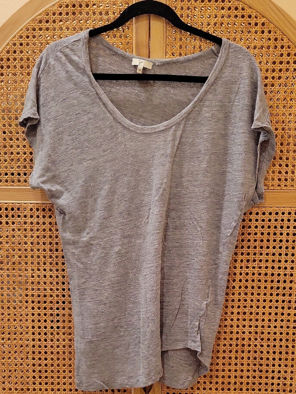 Joie Heather Gray Scoop Neck Short Sleeve Linen Top